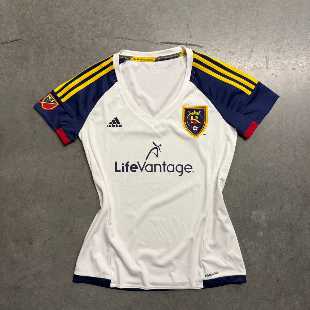 Adidas Real Salt Lake MLS Soccer Jersey White Navy Yellow S30099 Womens Medium